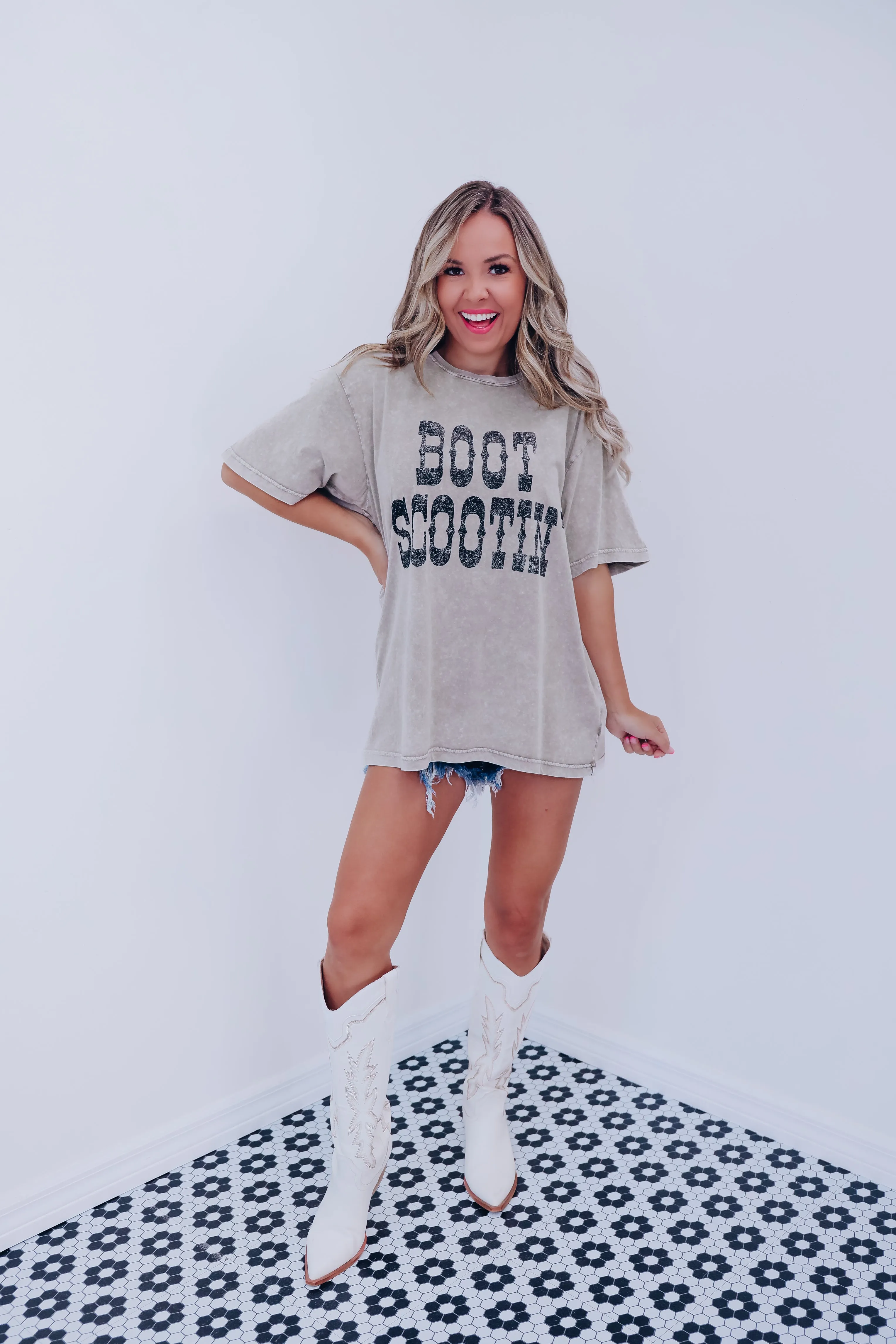 Boot Scootin' Mineral Wash Graphic Tee - Mocha