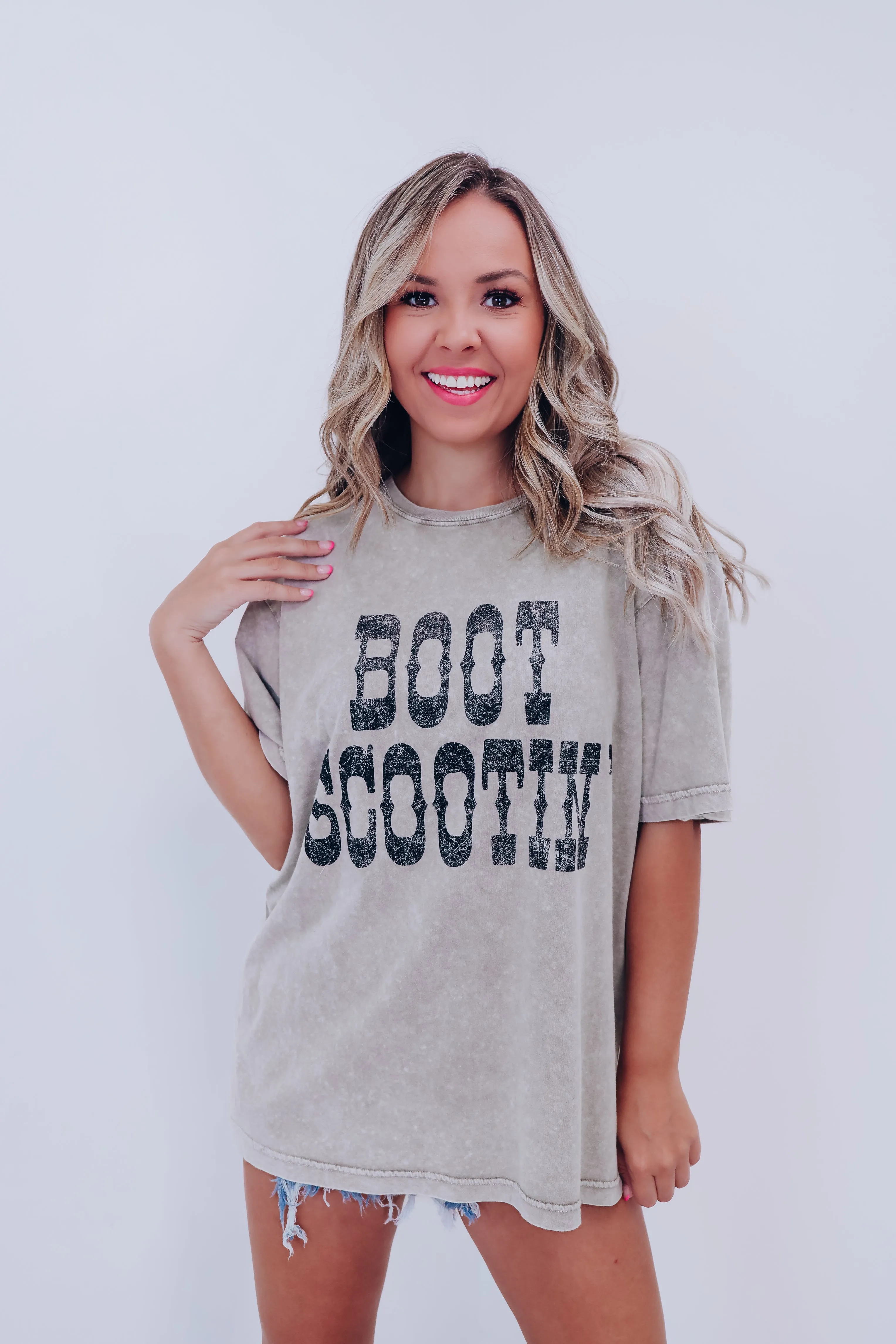 Boot Scootin' Mineral Wash Graphic Tee - Mocha