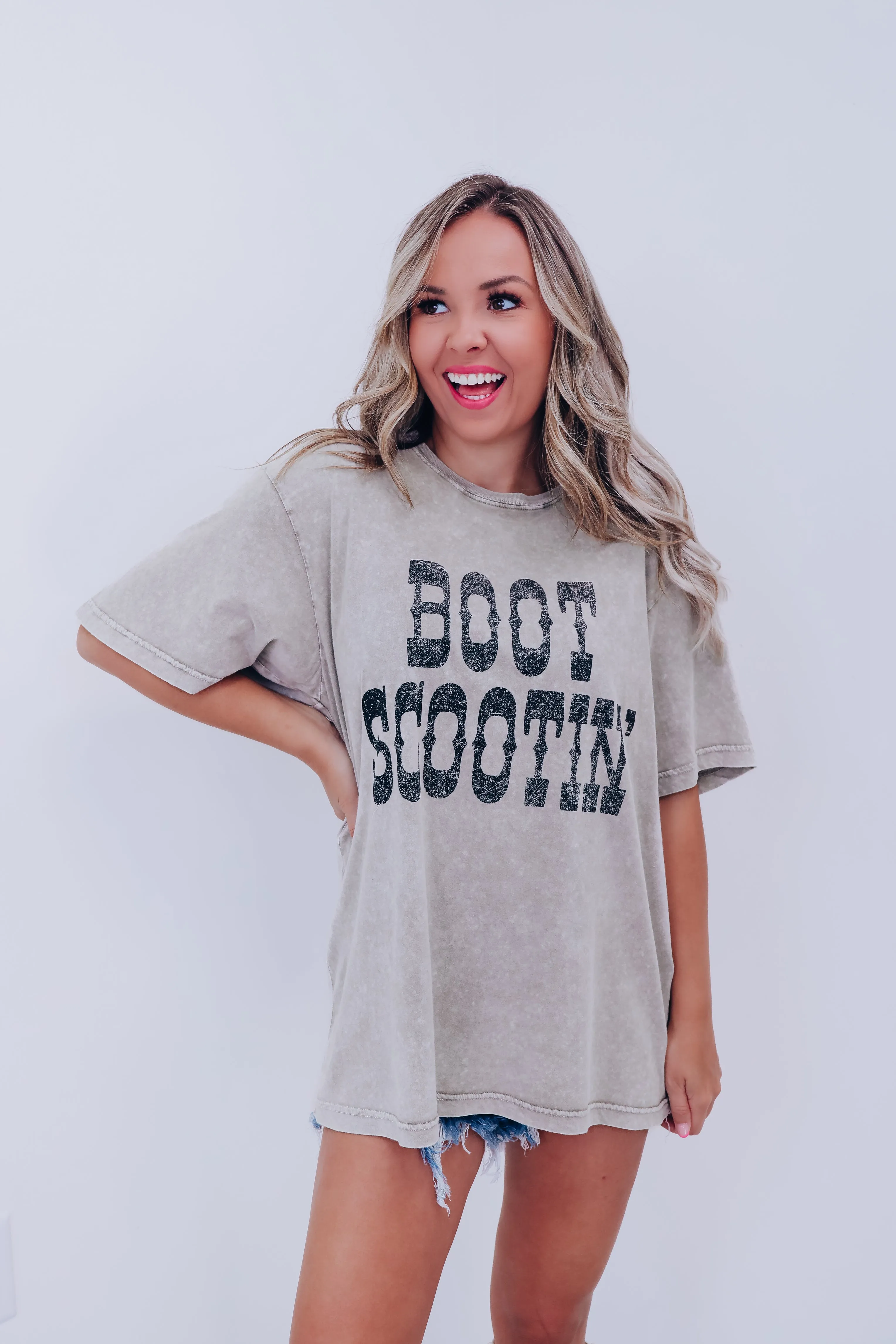 Boot Scootin' Mineral Wash Graphic Tee - Mocha