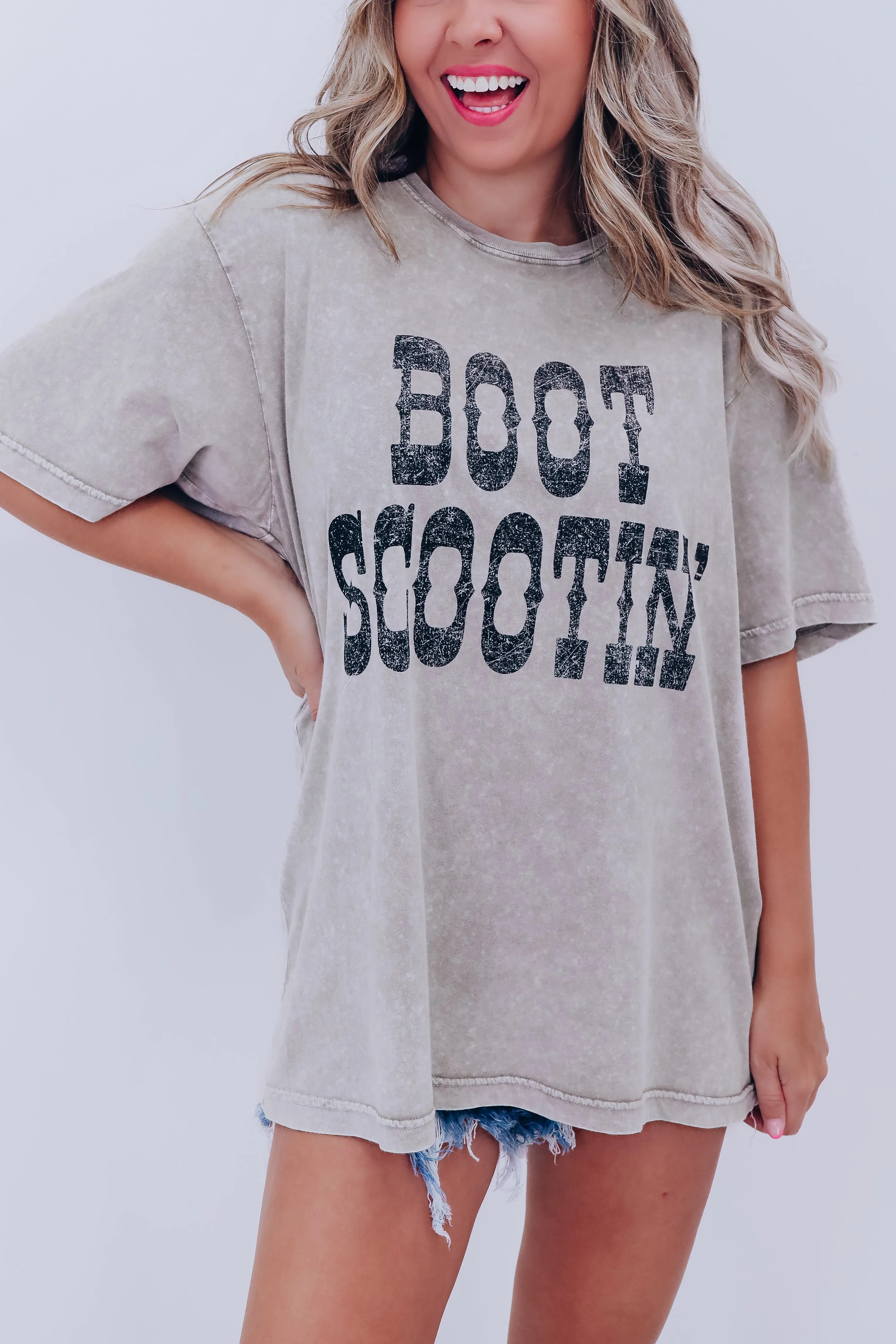 Boot Scootin' Mineral Wash Graphic Tee - Mocha