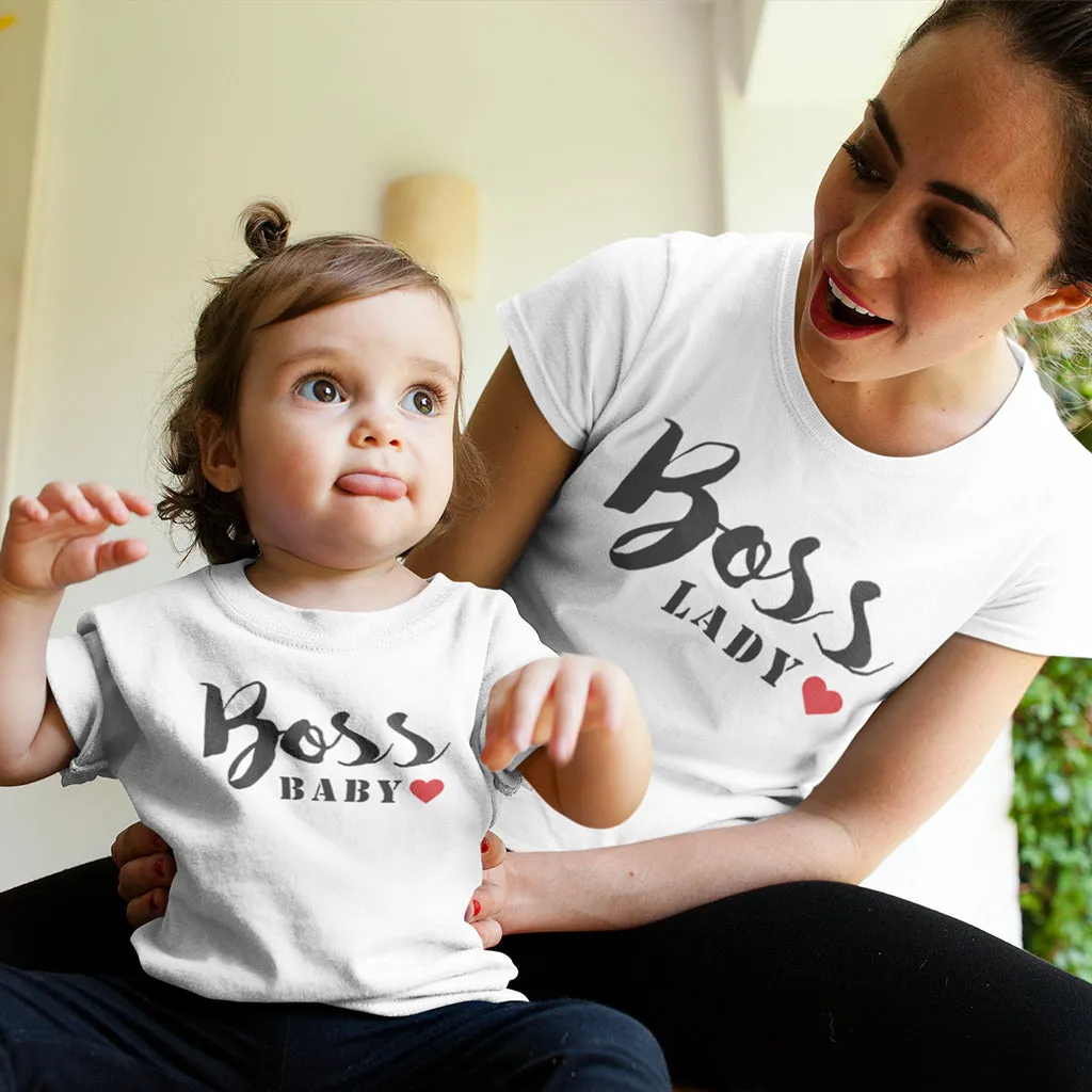 Boss Lady and Boss Baby - Mother and Daughter Matching T-Shirts Set