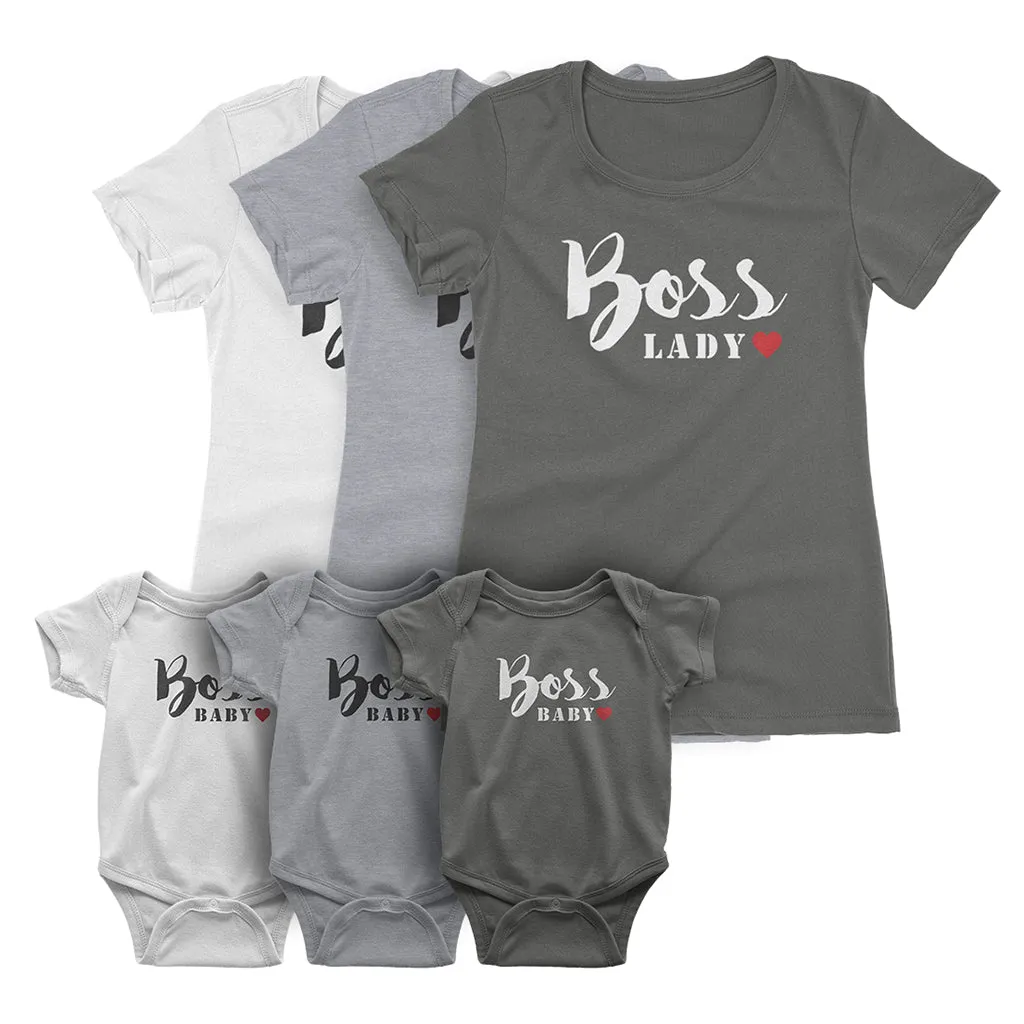 Boss Lady and Boss Baby - Mother and Daughter Matching T-Shirts Set