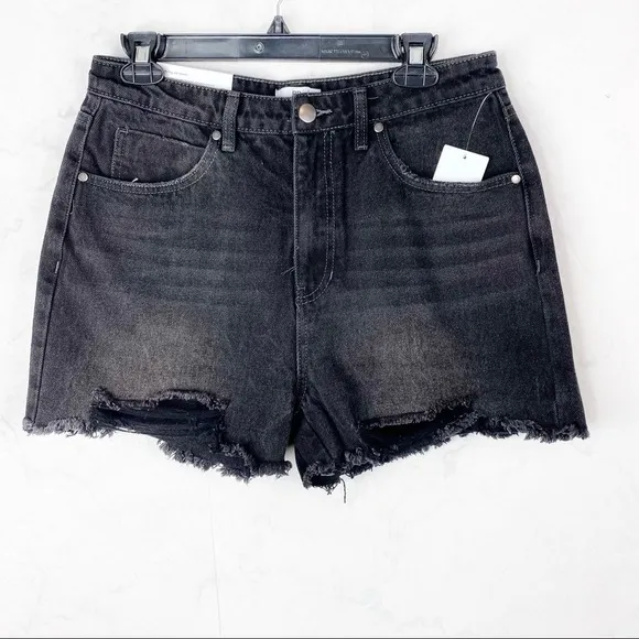 [BP] Dark High Waisted Black Denim Jean Shorts