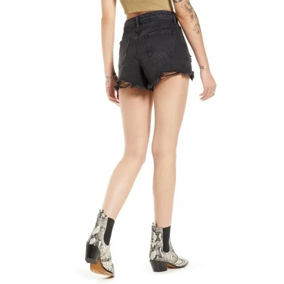 [BP] Dark High Waisted Black Denim Jean Shorts