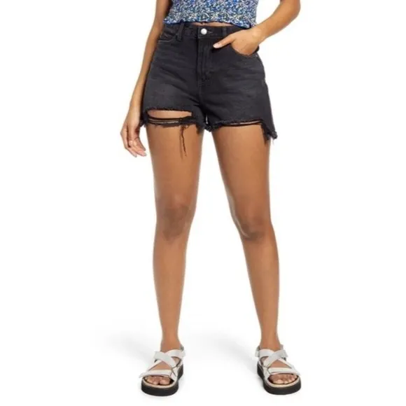 [BP] Dark High Waisted Black Denim Jean Shorts