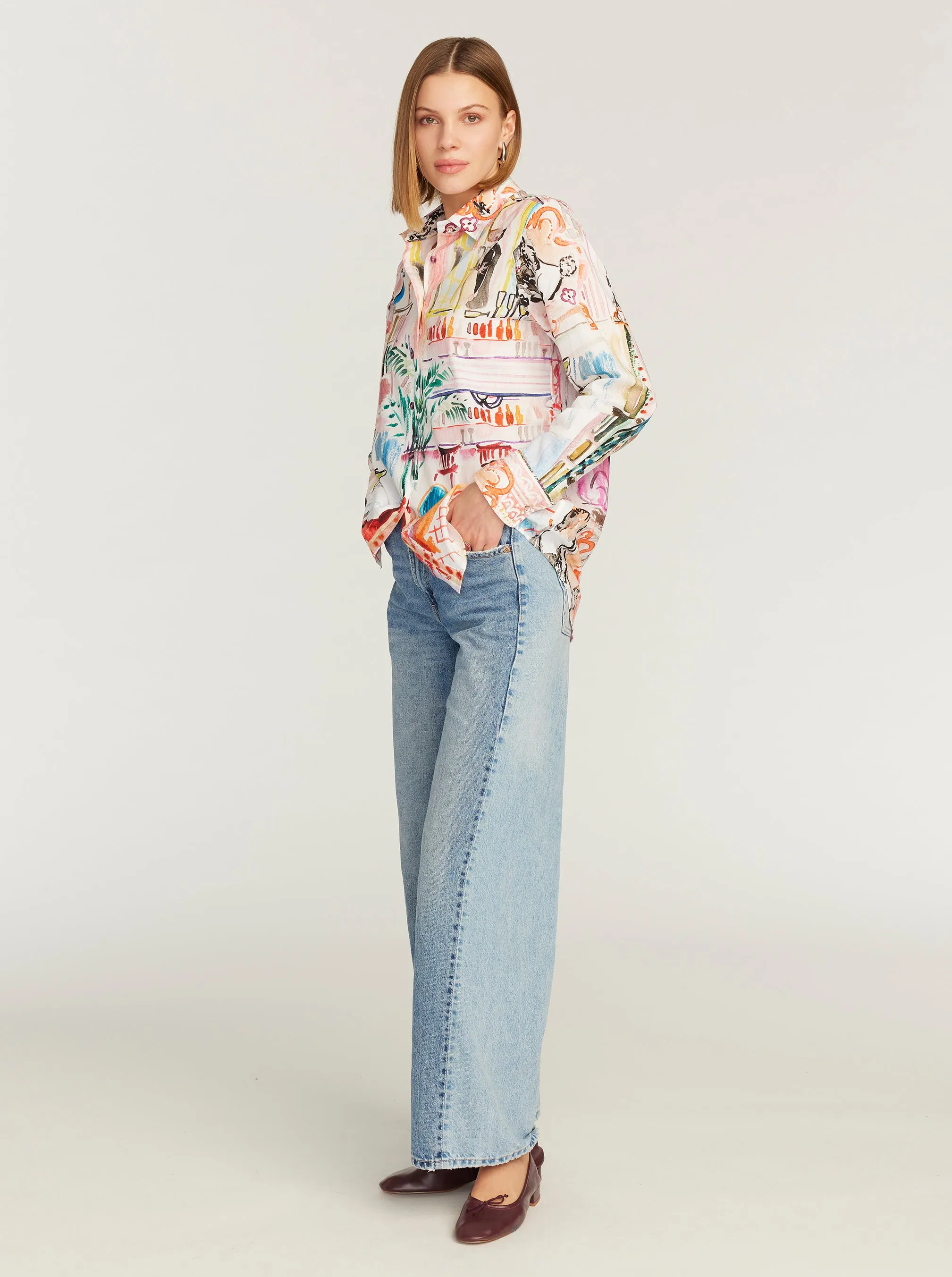 CARRIE LONG SLEEVE BUTTON DOWN SHIRT