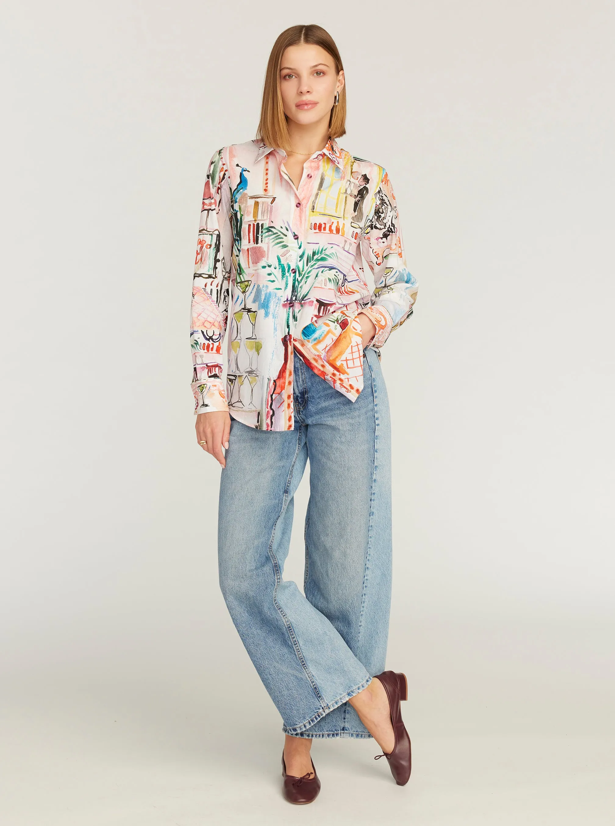 CARRIE LONG SLEEVE BUTTON DOWN SHIRT