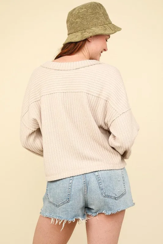 Casual Comfy Soft V-Neck Knit Top