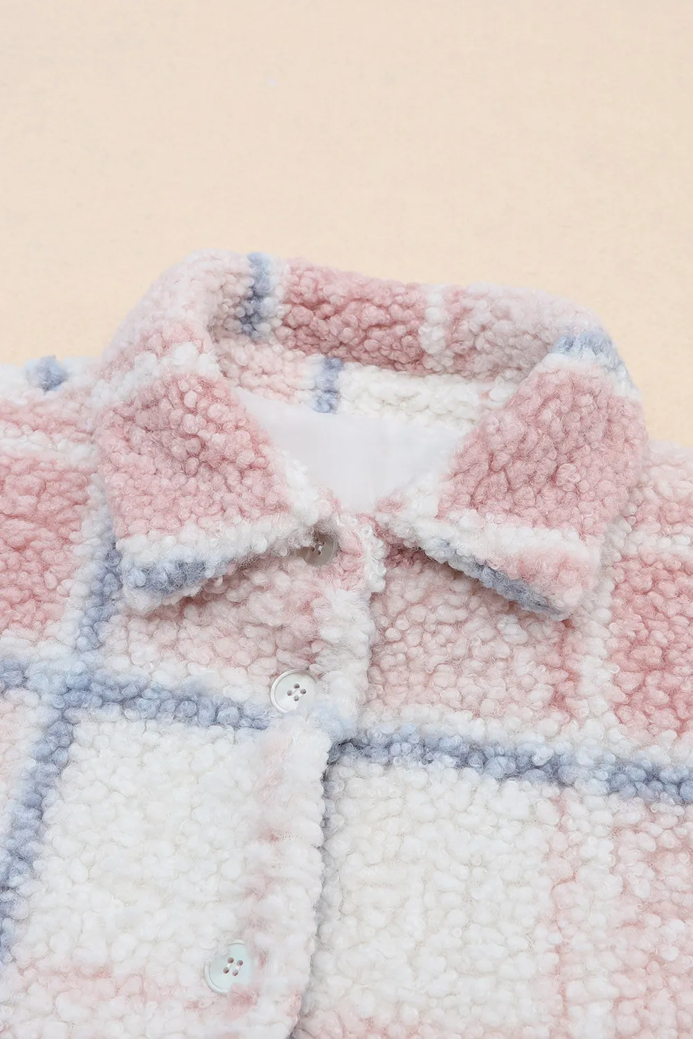 Checker Print Collar Sherpa Shacket