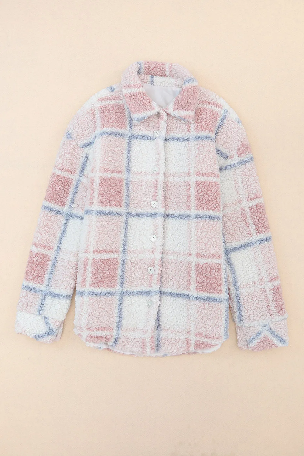 Checker Print Collar Sherpa Shacket