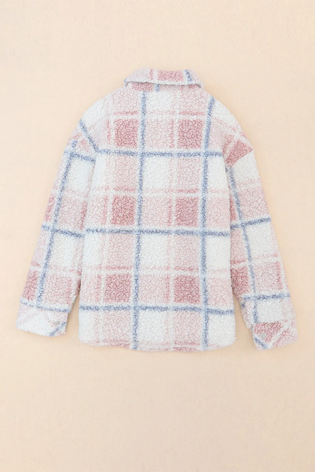 Checker Print Collar Sherpa Shacket