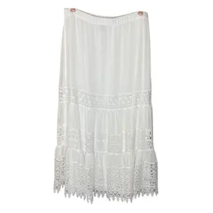 Chico's Women's White Lace-Inset Maxi Skirt Size 1 Casual Long