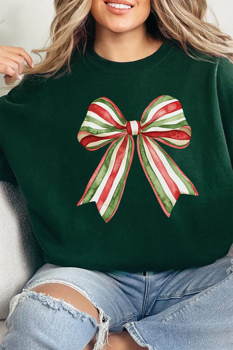 Christmas Ribbon Coquette Bow Heavy-weight Crew Sweatshirt