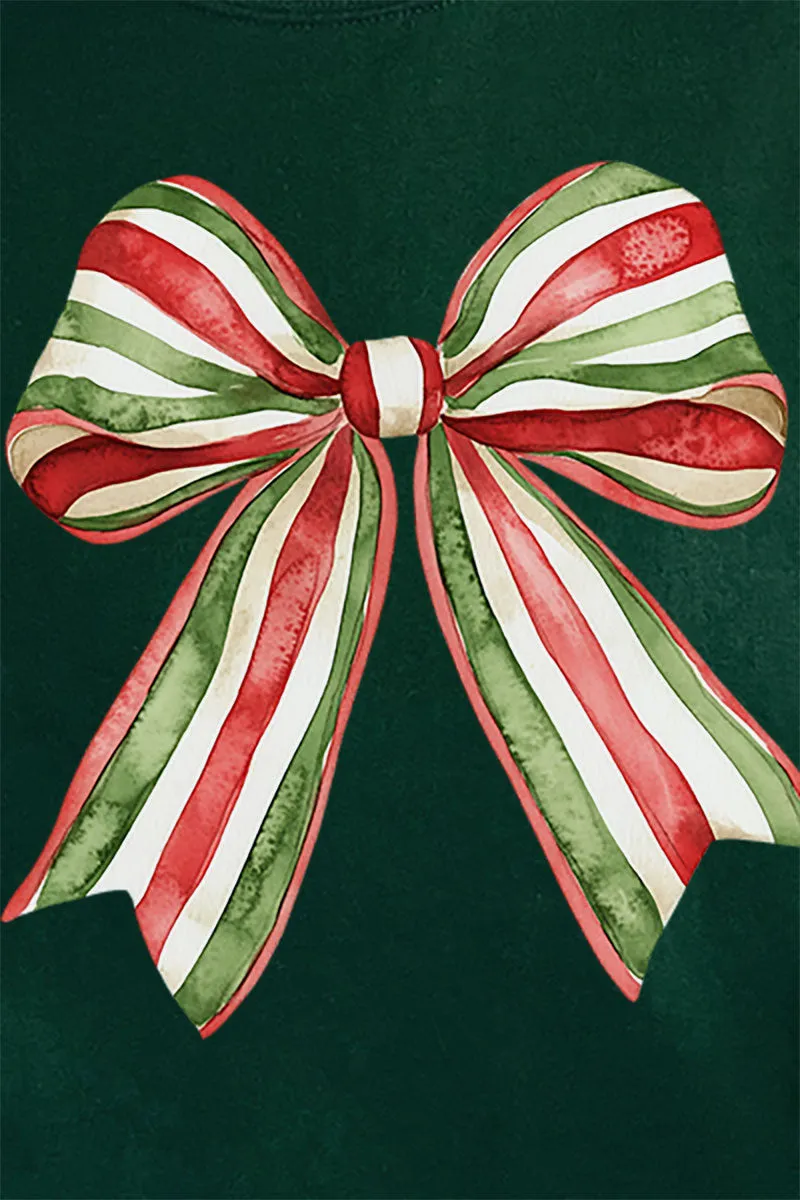 Christmas Ribbon Coquette Bow Heavy-weight Crew Sweatshirt