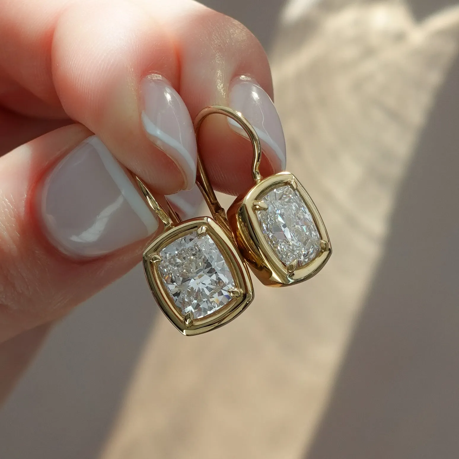 Club Dangle Earring with Elongated Cushion Cuts