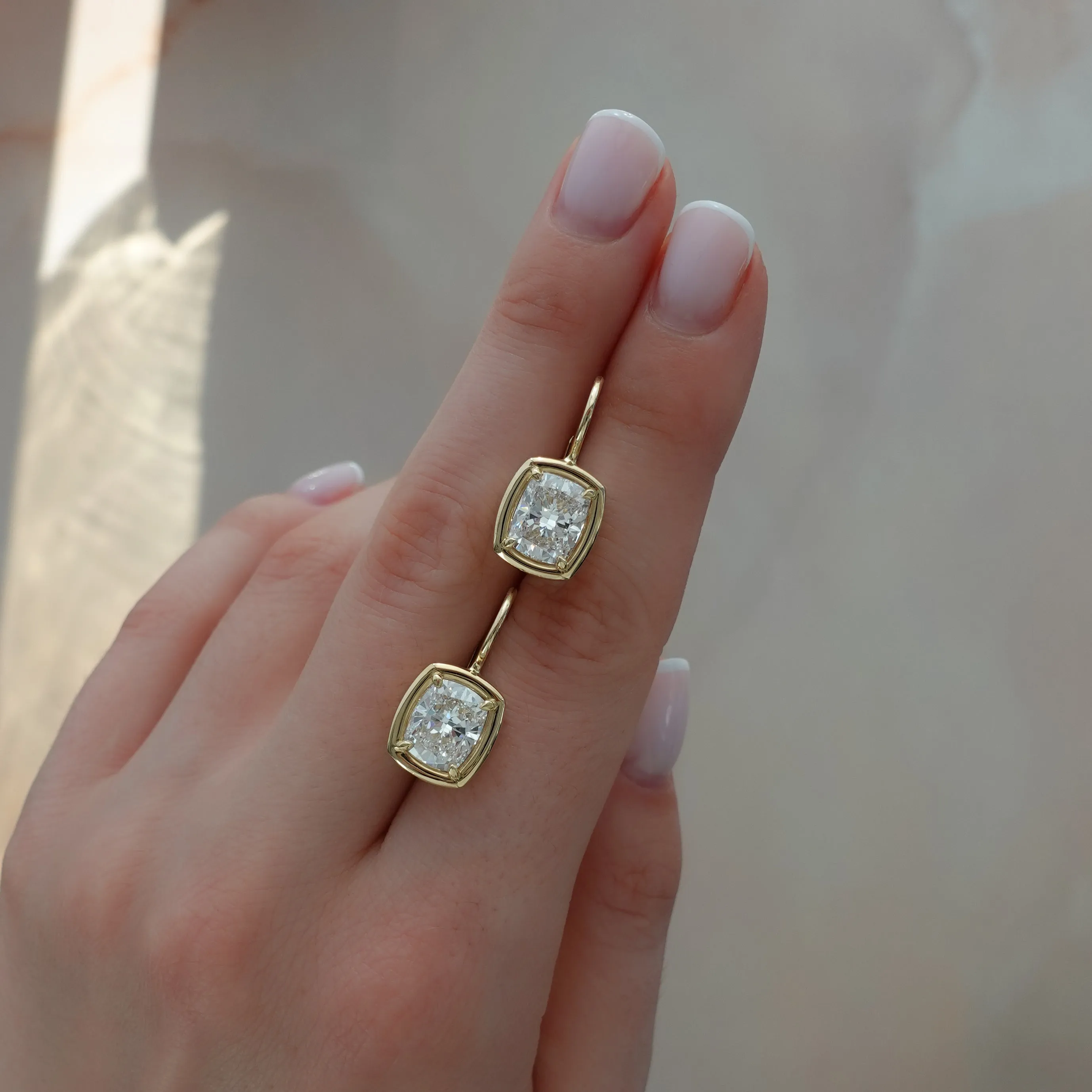 Club Dangle Earring with Elongated Cushion Cuts