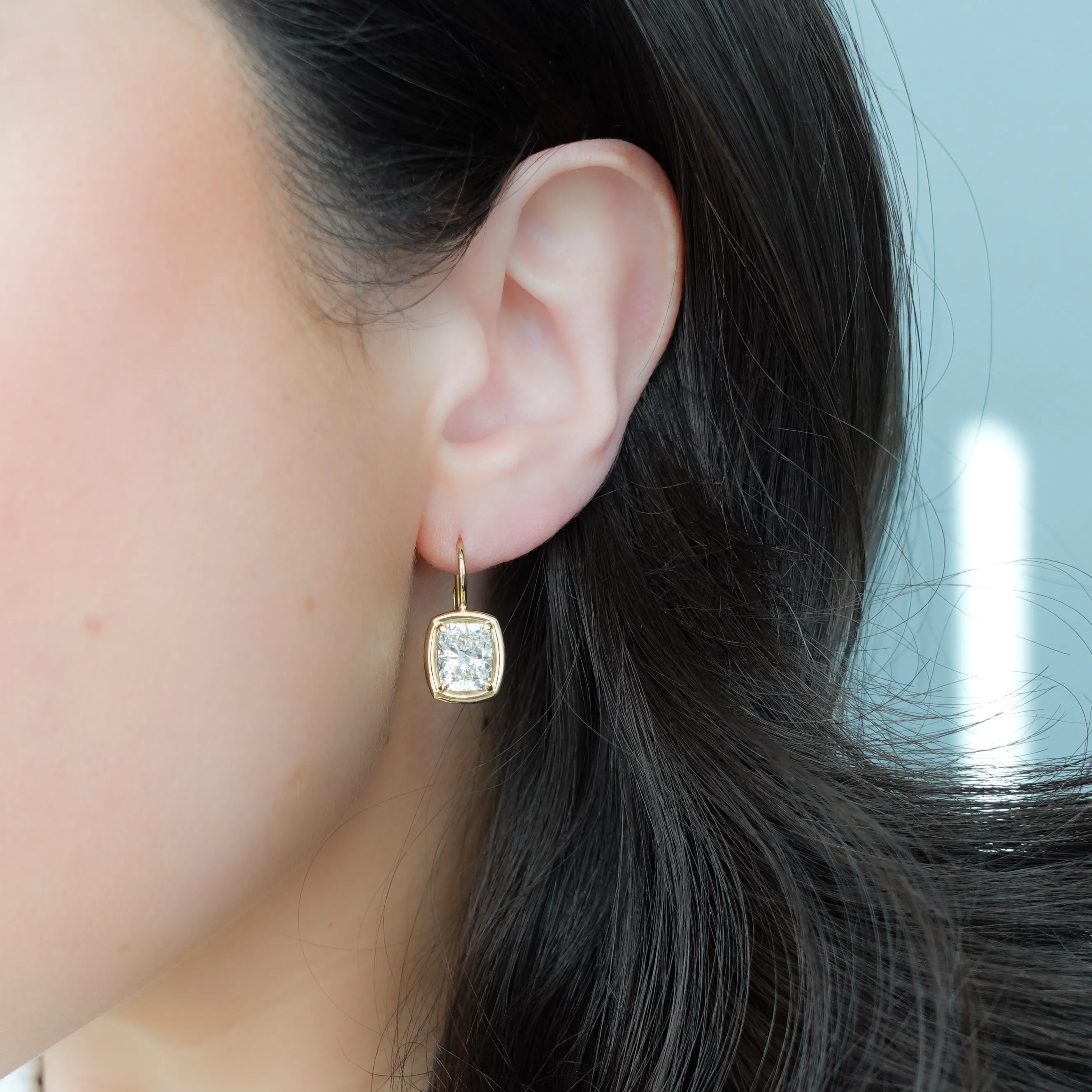 Club Dangle Earring with Elongated Cushion Cuts