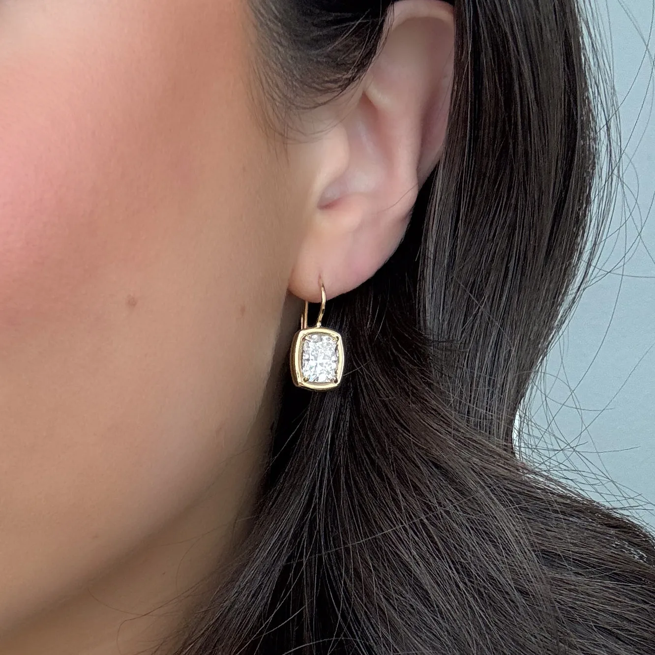 Club Dangle Earring with Elongated Cushion Cuts