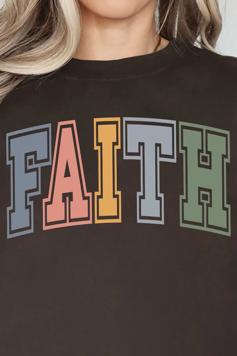 Colorful Arched Faith Heavy-weight Crew Sweatshirt