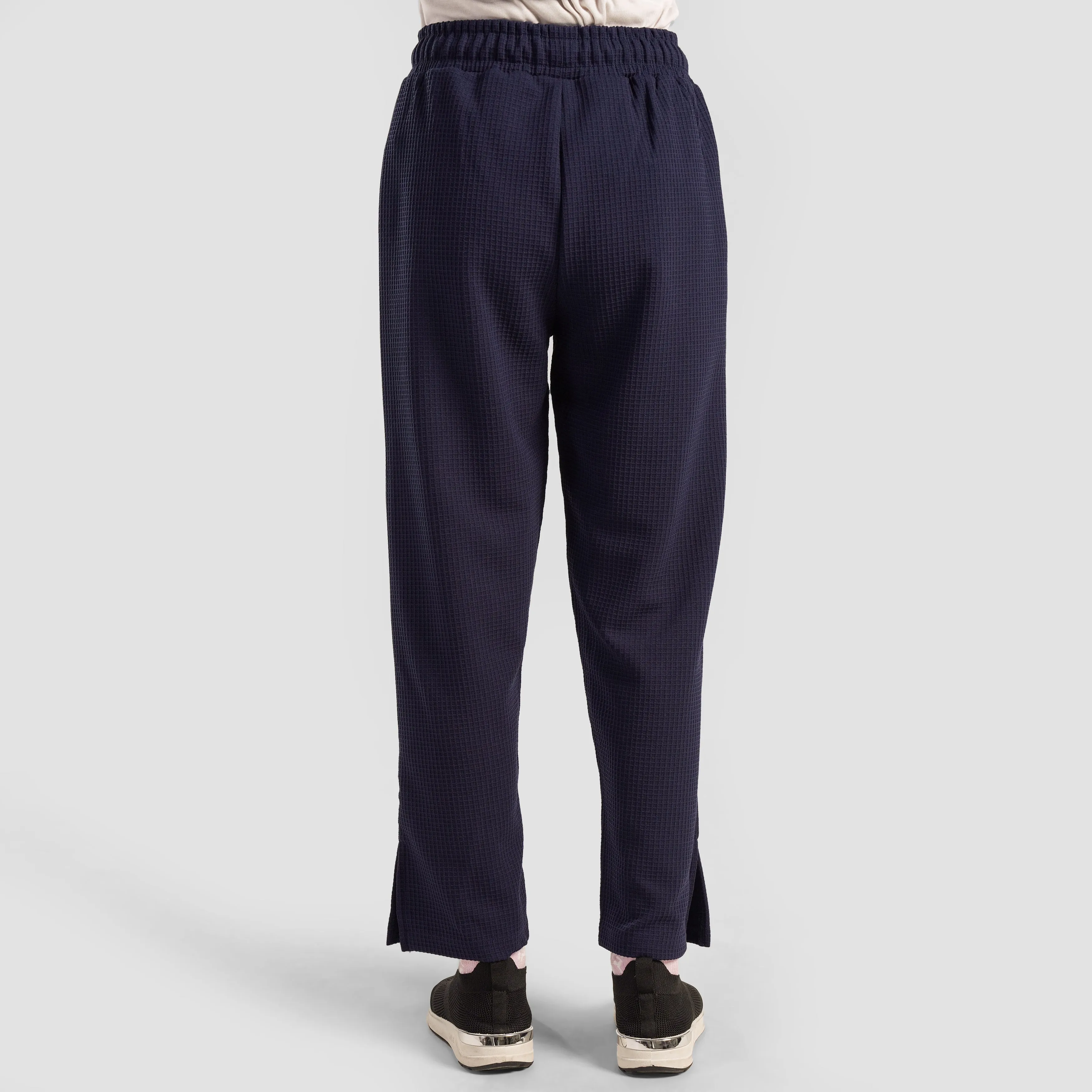Comfy Waffle Knit Crew Trousers (Navy)