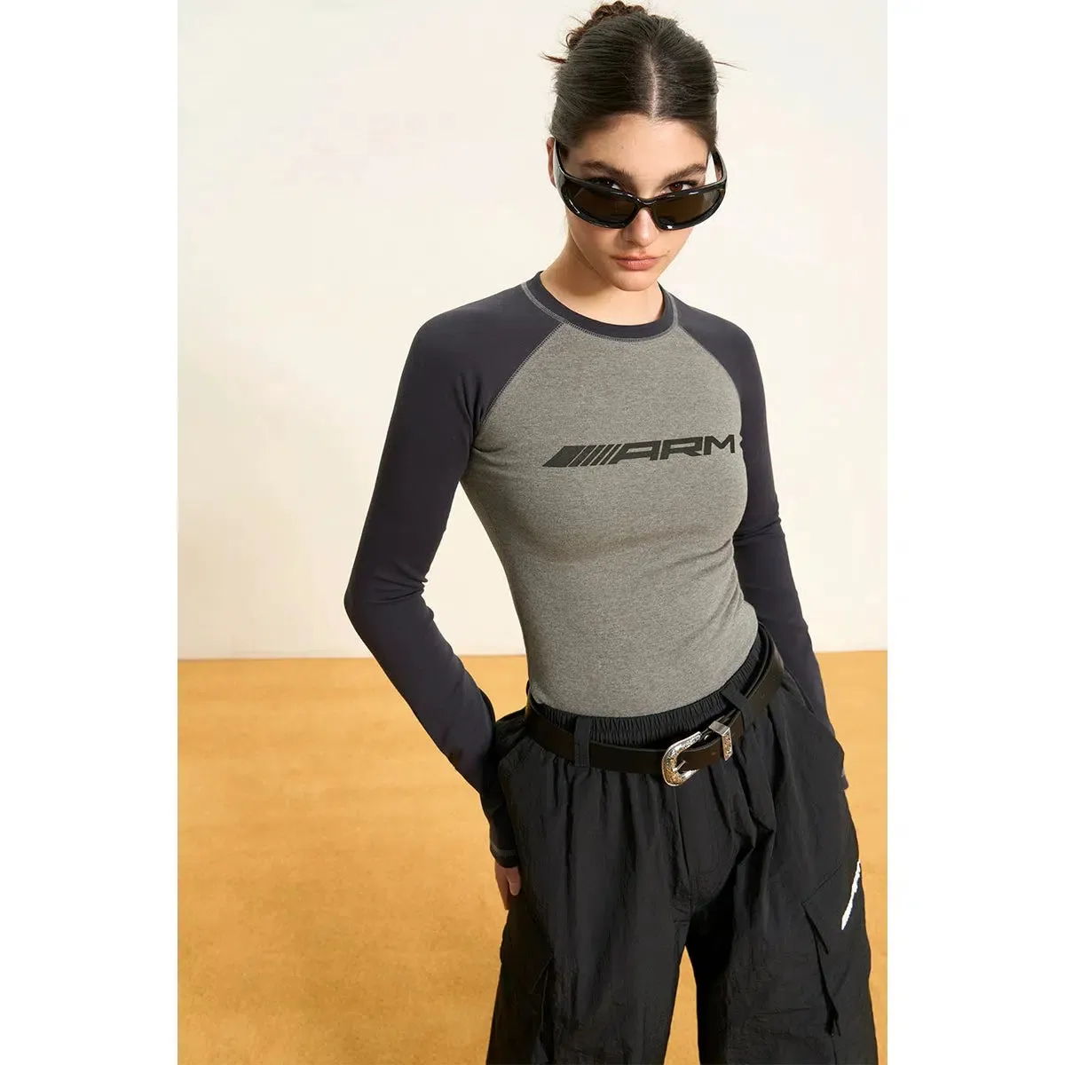 Contrast Piping Sporty Crew Neck Pullover