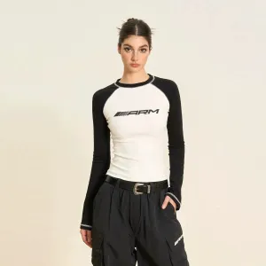 Contrast Piping Sporty Crew Neck Pullover