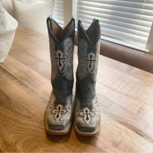 Corral Boots Kids Girls Boots Mid Calf - Black: Size 2