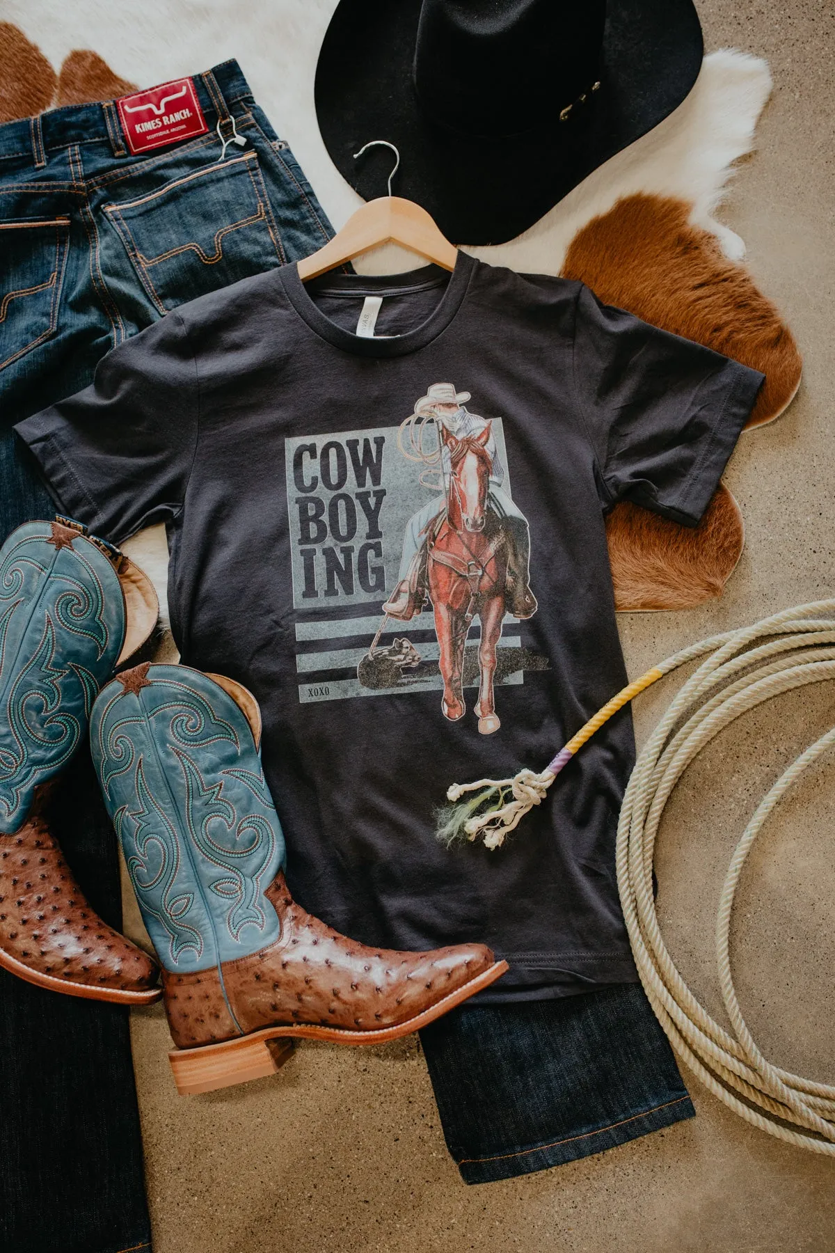 'Cowboyin' in Charcoal Graphic T (S - XXL)