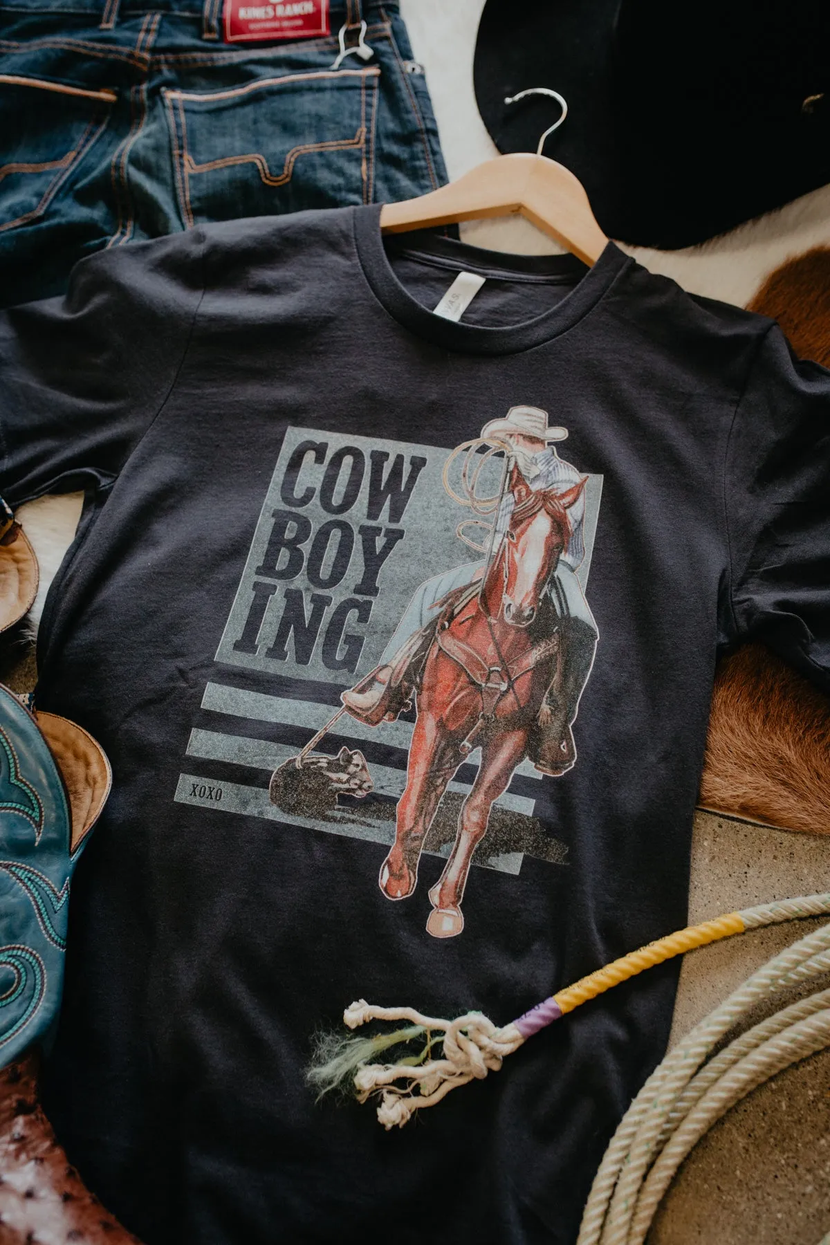 'Cowboyin' in Charcoal Graphic T (S - XXL)