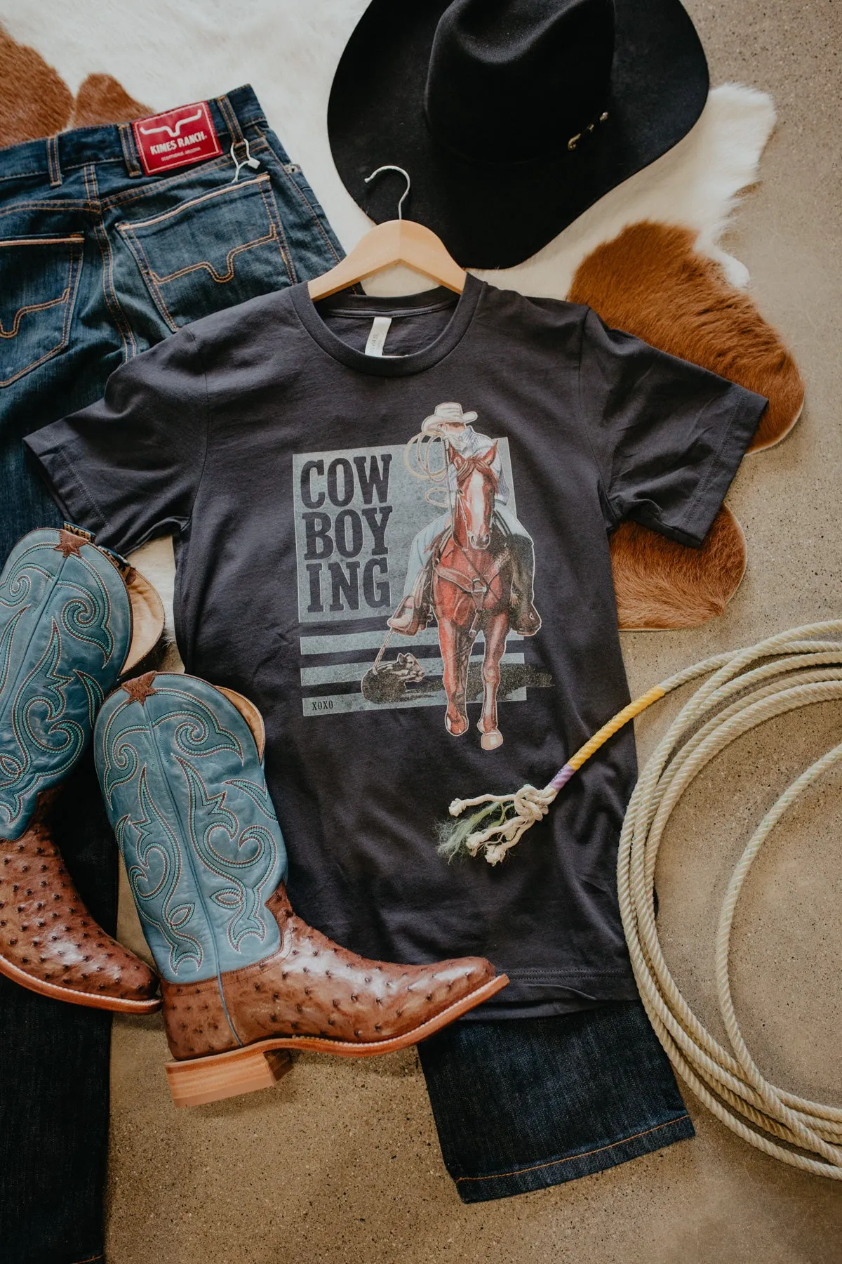 'Cowboyin' in Charcoal Graphic T (S - XXL)