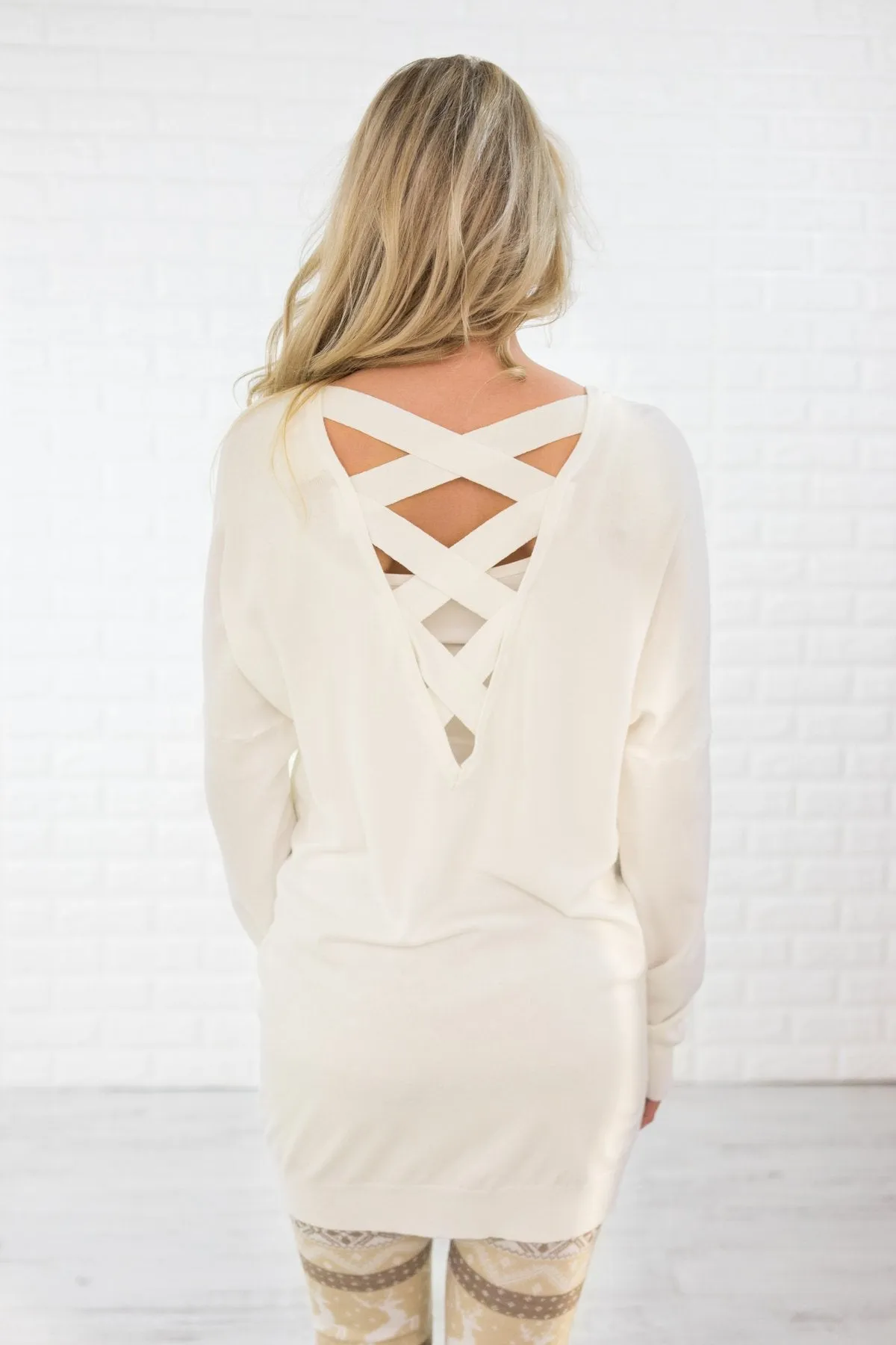 Criss Cross Back Detail Sweater Ivory