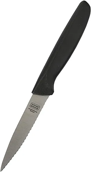 Cuchillo - Punta puntiaguda / filo dentado - Negro 4"