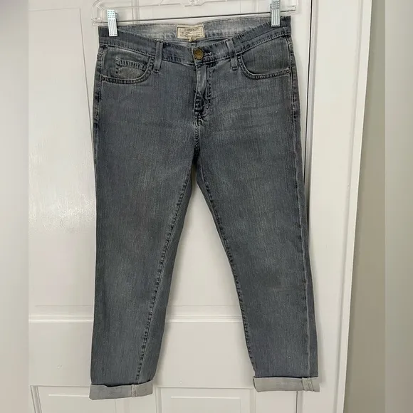 Current Elliott The Fling Jean 24 Boyfriend Bleached Out Navy Casual Comfy Boho