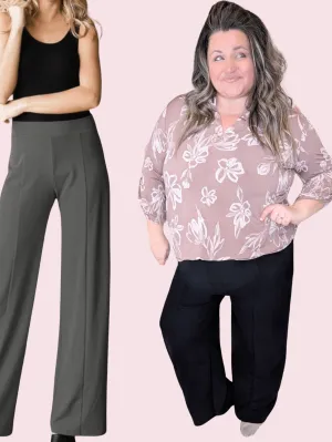 Cynthia Pullon Wide Straight Leg Pants in Solids