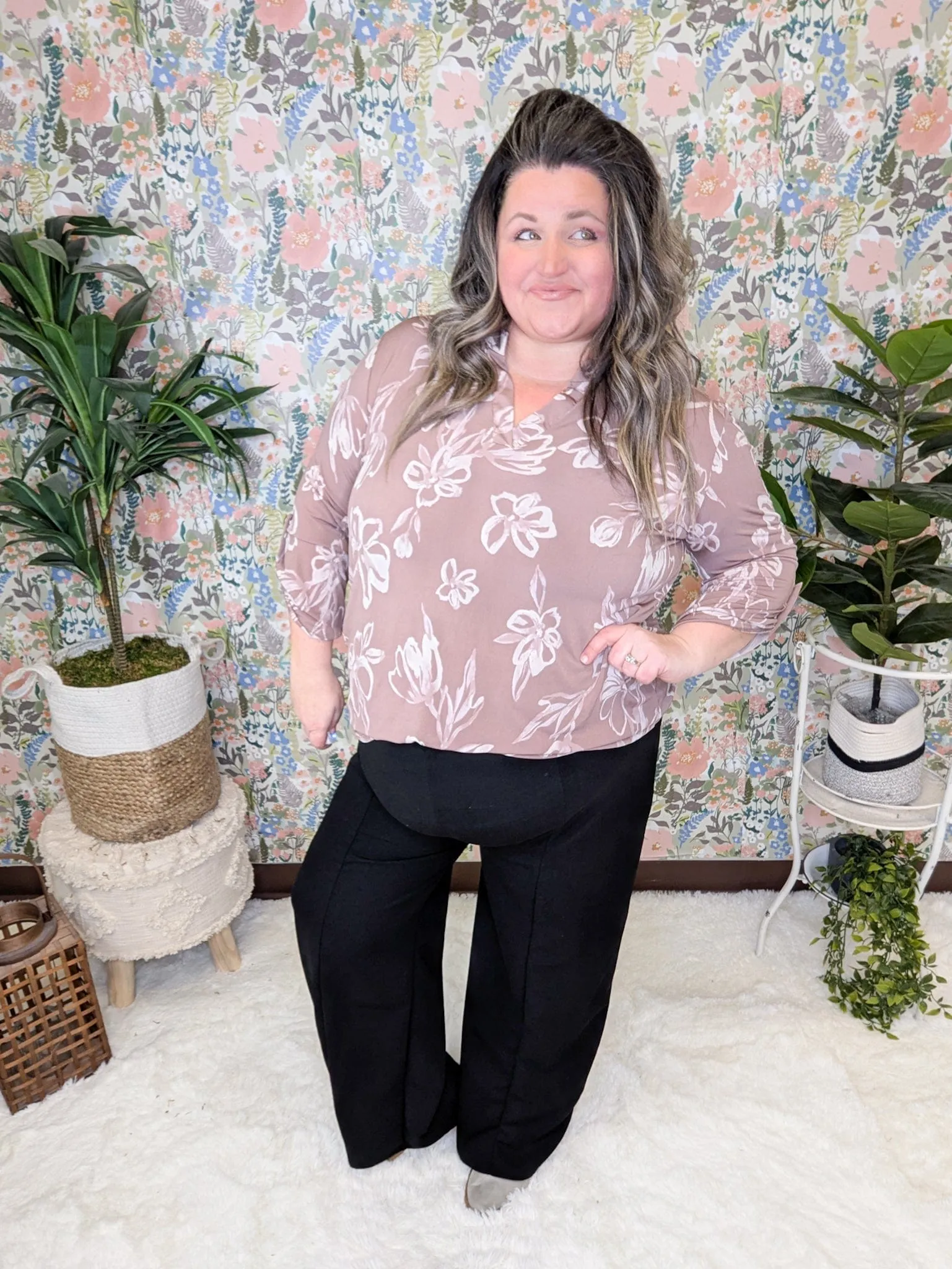 Cynthia Pullon Wide Straight Leg Pants in Solids