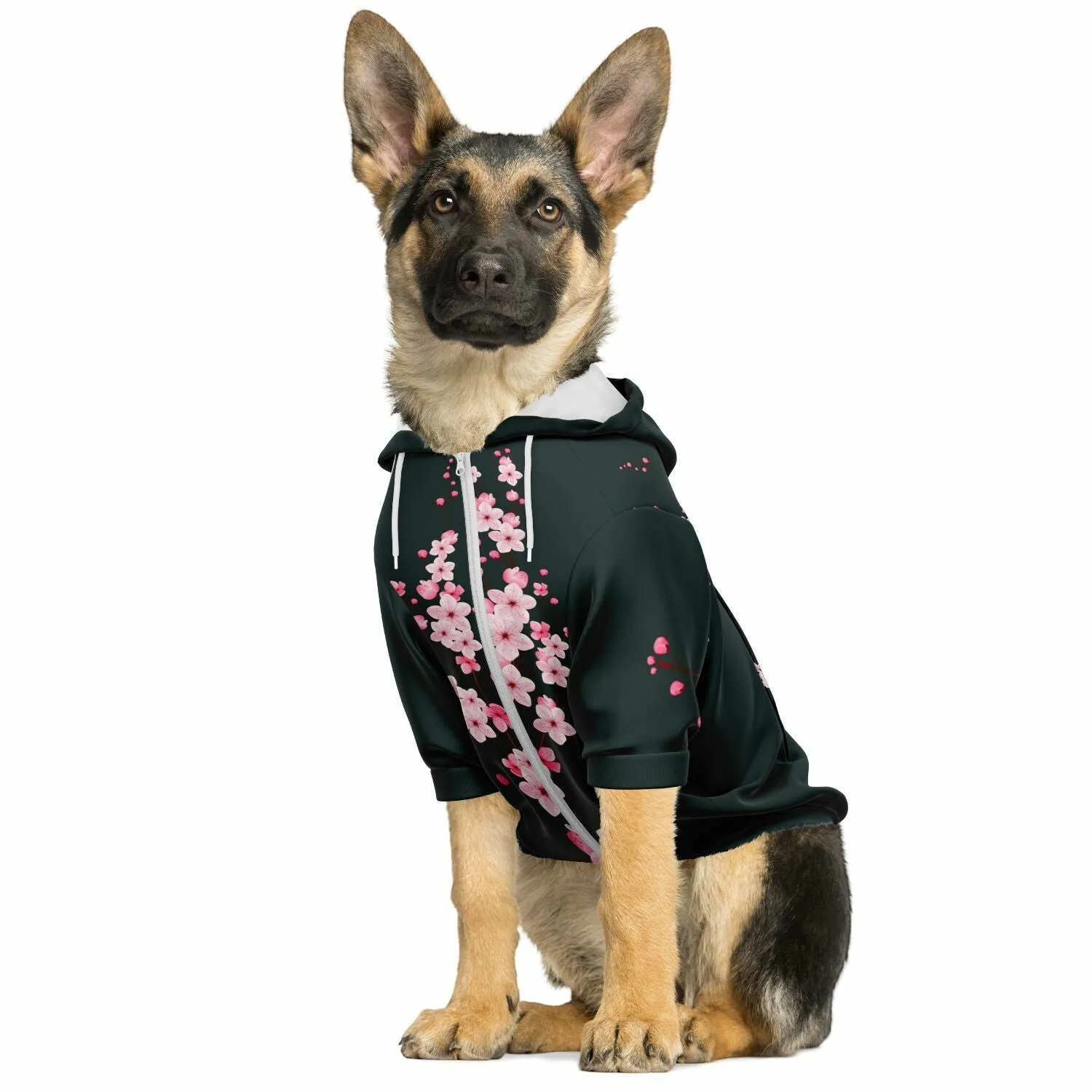 Dark Grey Sakura Athletic Dog Zip-Up Hoodie
