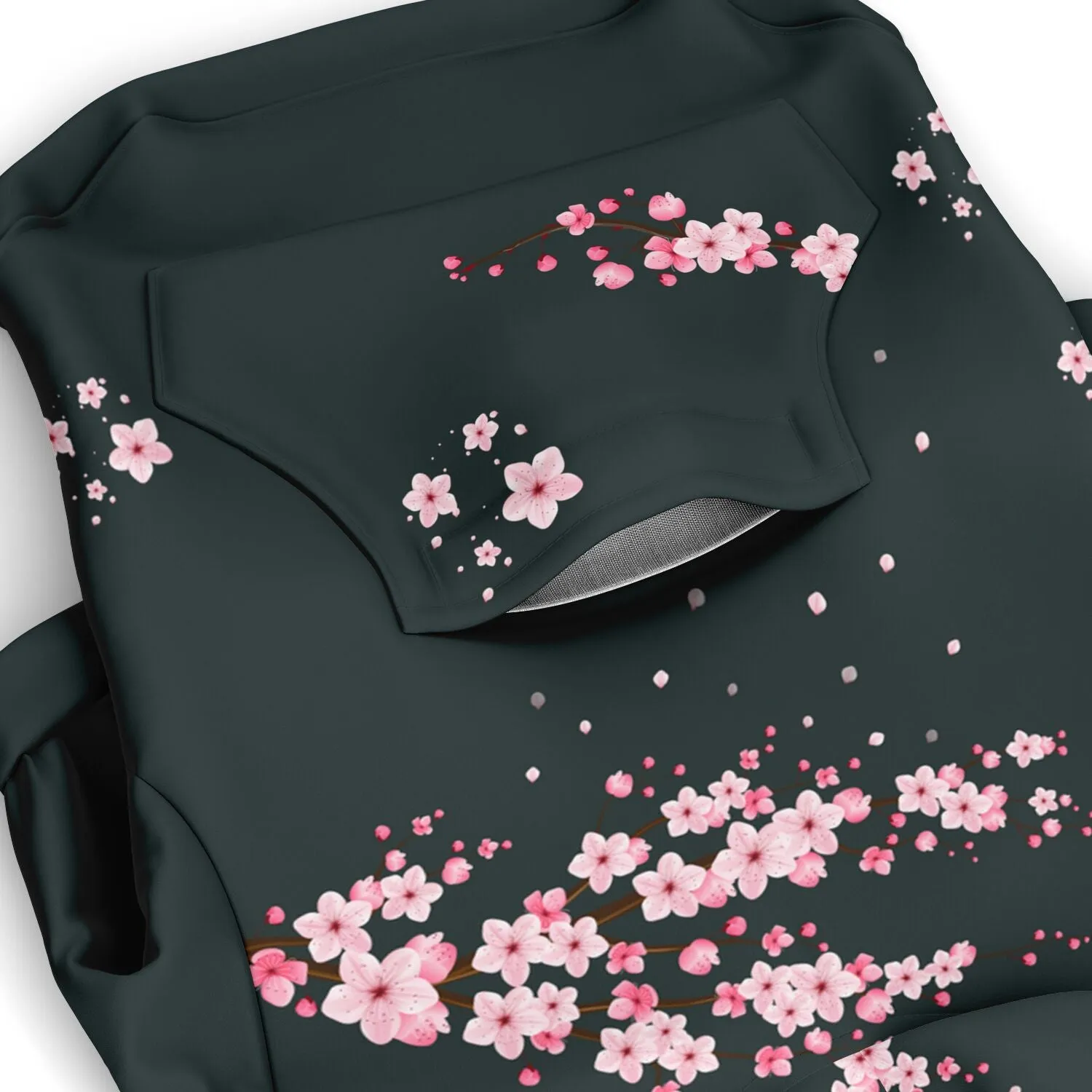 Dark Grey Sakura Athletic Dog Zip-Up Hoodie