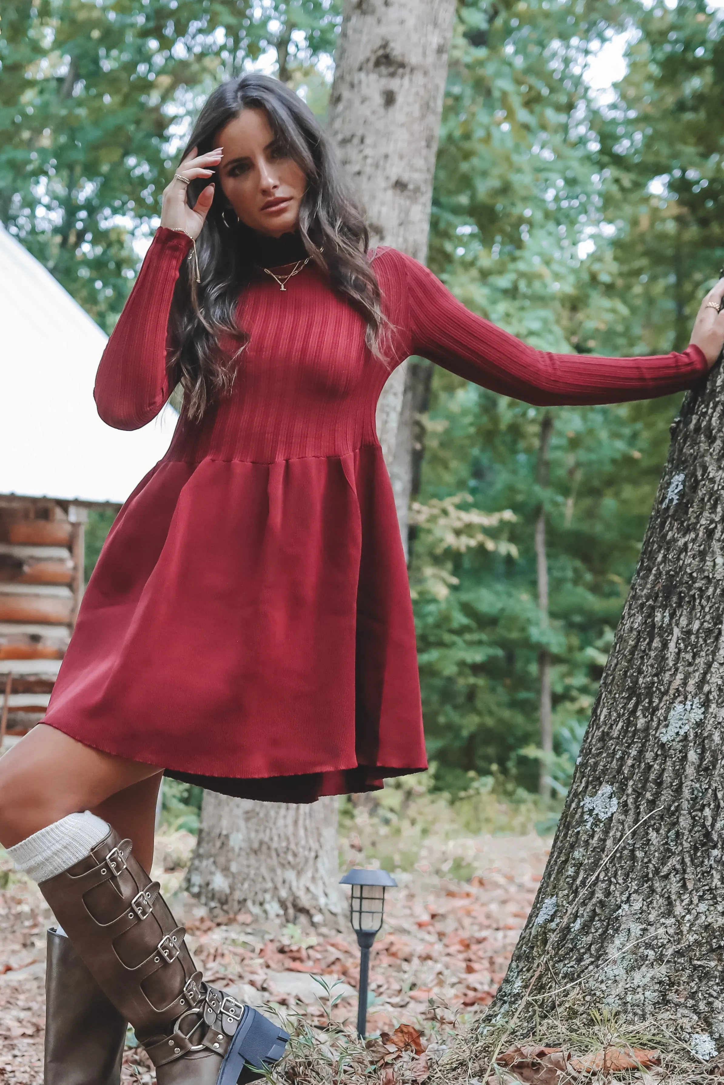 DEAL Very Cutesy Very Cabin Long Sleeve Sweater Dress