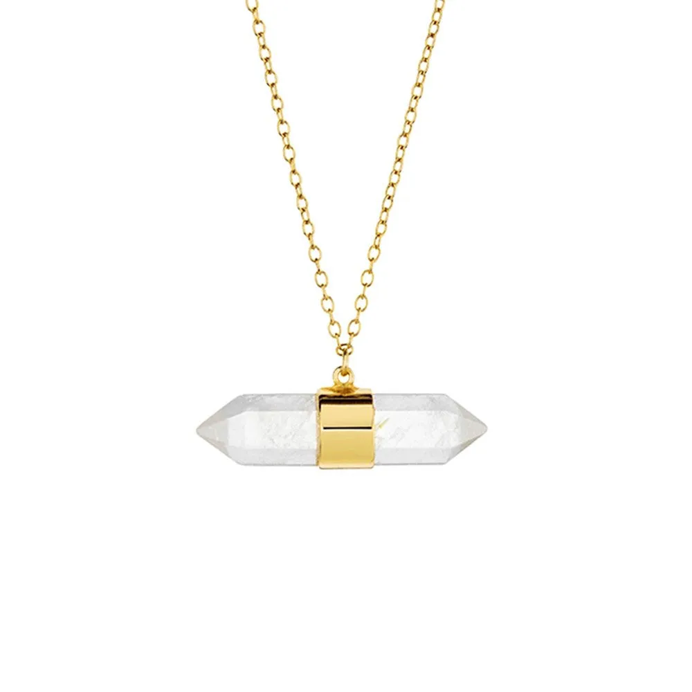 Double Point Quartz Prism Necklace