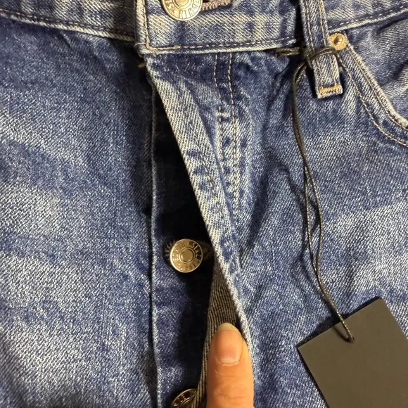 Edwin Blue Jean Shorts Raw Hem button fly 34 Cai 7in Maui 1325