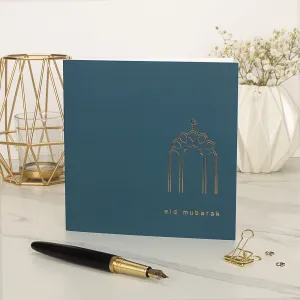 Eid Mubarak Gold Foiled Greeting Card in Petrol Blue - RC 28