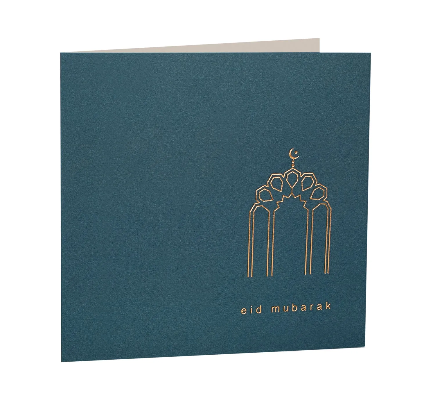 Eid Mubarak Gold Foiled Greeting Card in Petrol Blue - RC 28