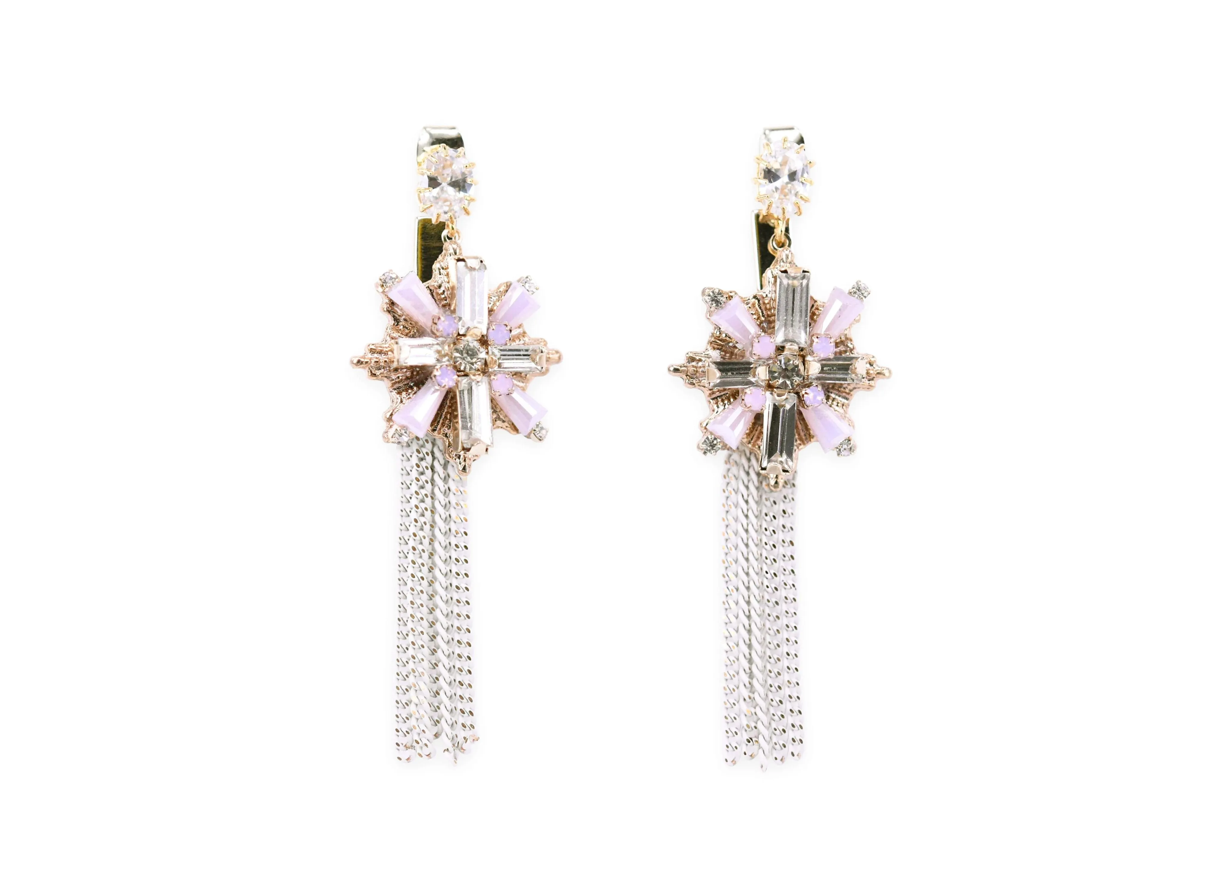 Eight pointed star tassel earrings
