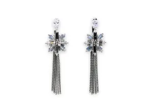 Eight pointed star tassel earrings