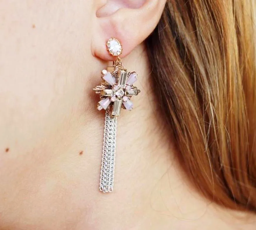 Eight pointed star tassel earrings