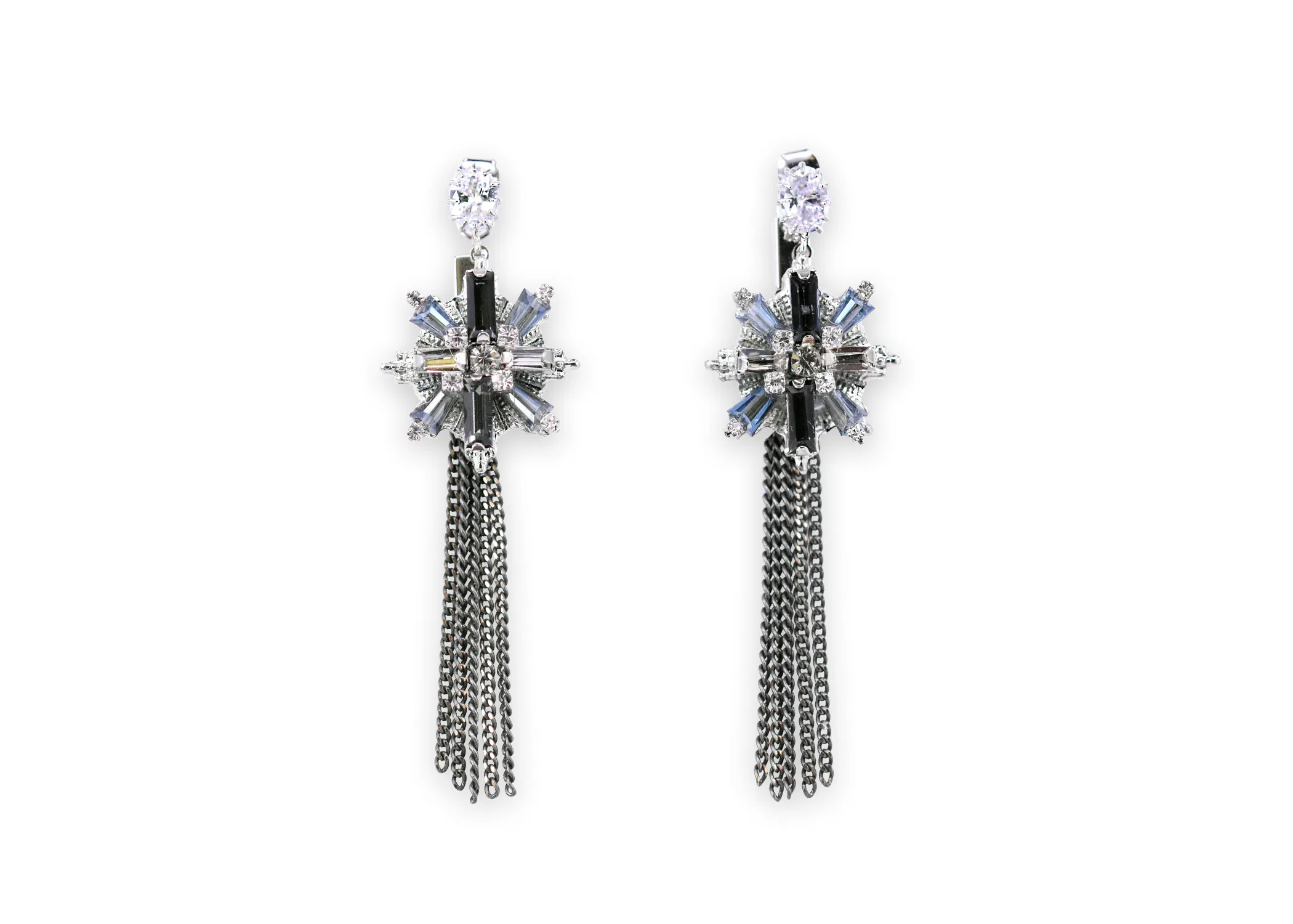 Eight pointed star tassel earrings