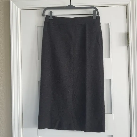 Eileen Fiaher 100% Wool Midi Skirt Womens SP Black Gray