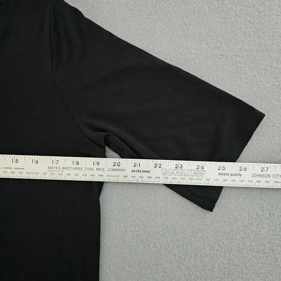 Eileen Fisher Black Jersey Knit T-Shirt Dress Size M Short Sleeve V-Neck Comfy