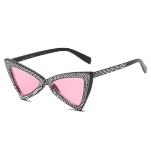 Extreme High Pointed Rhinestone Fashion Cat Eye Retro Sunglasses