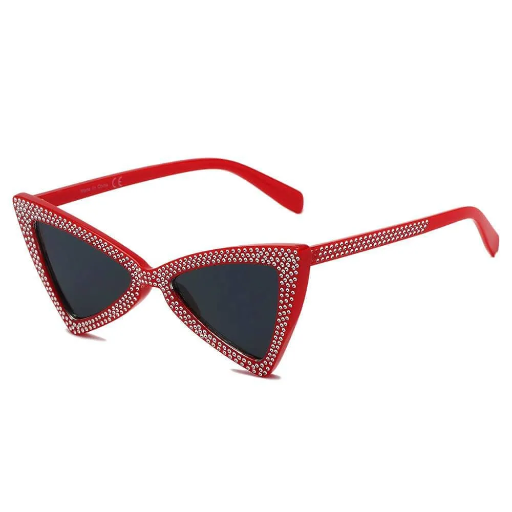 Extreme High Pointed Rhinestone Fashion Cat Eye Retro Sunglasses